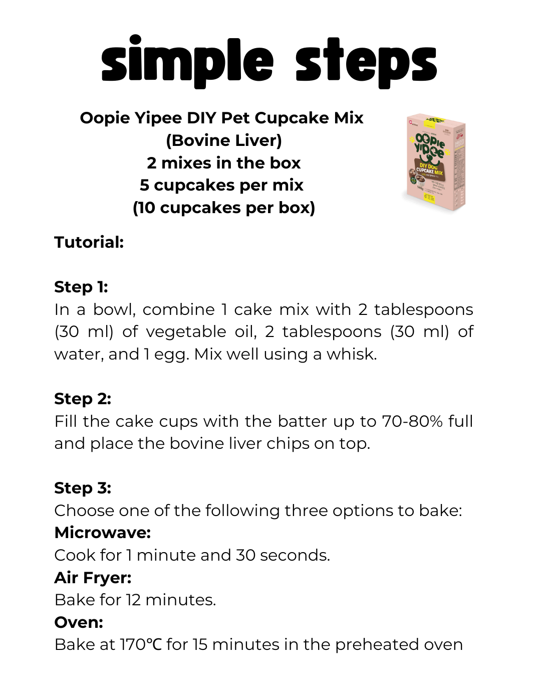 Oopie Yipee DIY Pet Cupcake Mix (Bovine Liver)