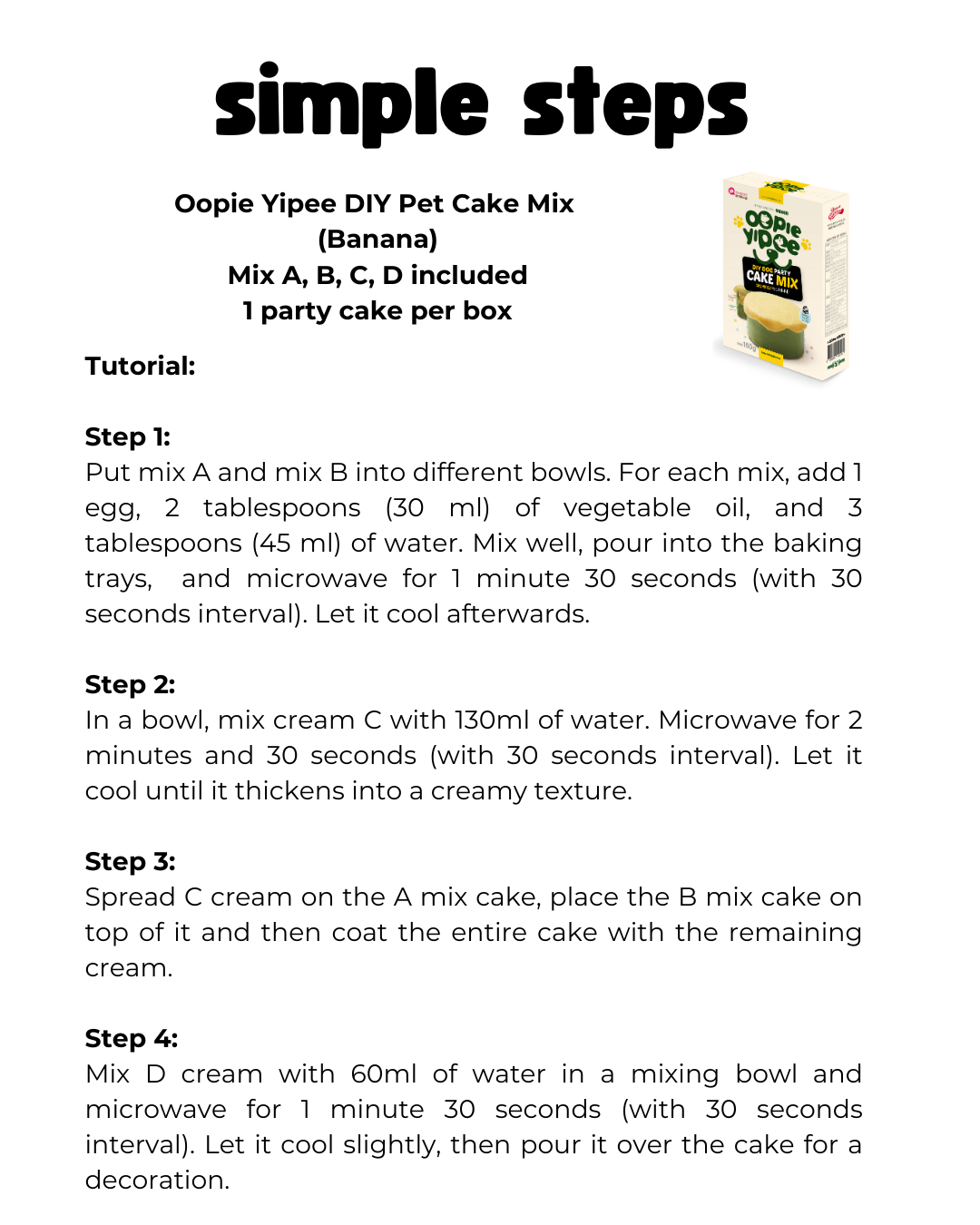 Oopie Yipee DIY Pet Cake Mix (Banana)