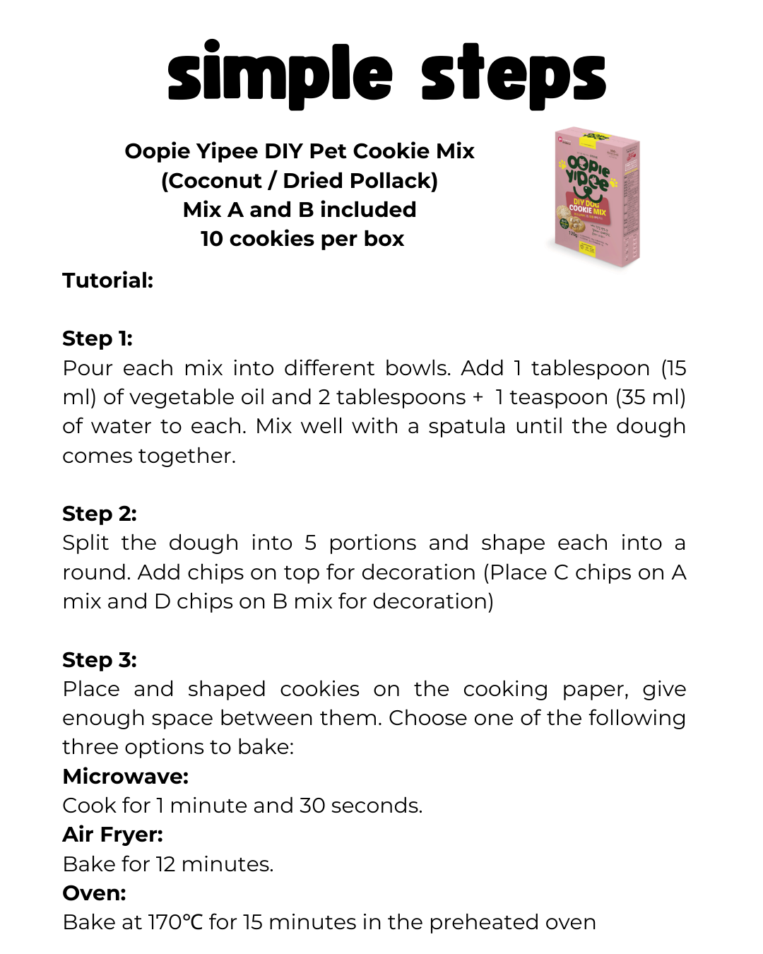 Oopie Yipee DIY Pet Cookie Mix (Coconut / Dried Pollack)