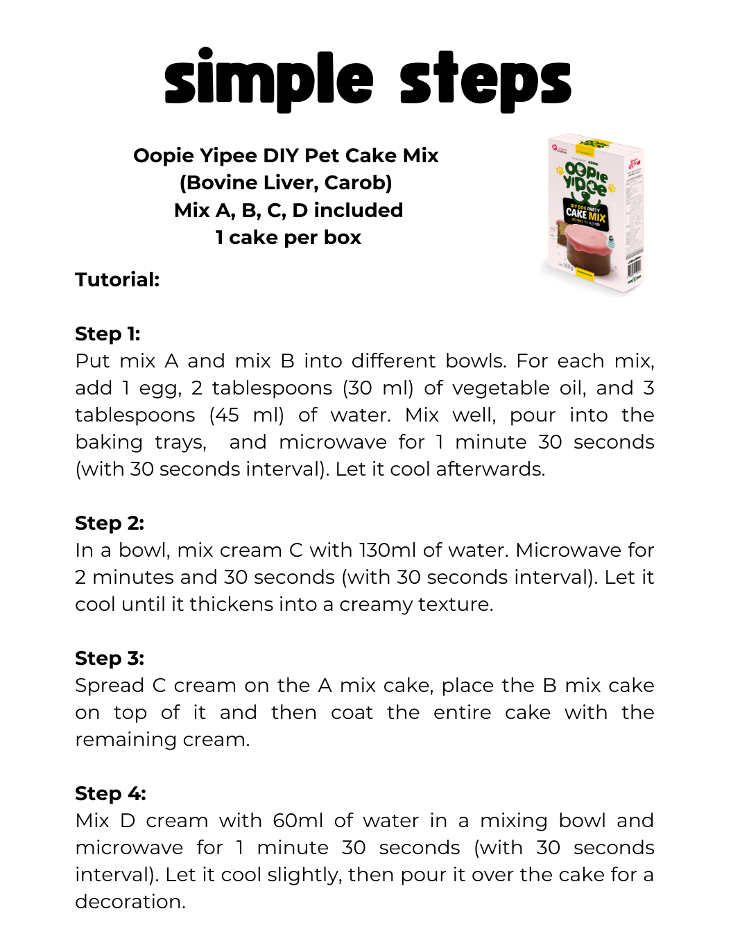 Oopie Yipee DIY Pet Cake Mix (Bovine liver, Carob)